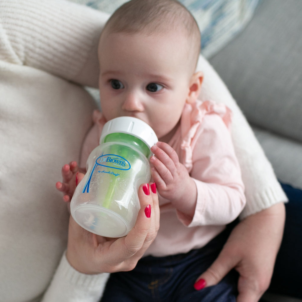 Dr. Brown's Natural Flow Level 2, Wide-Neck Baby Bottle Nipple, Medium Flow, 3m+, 100% Silicone, 6 Pack