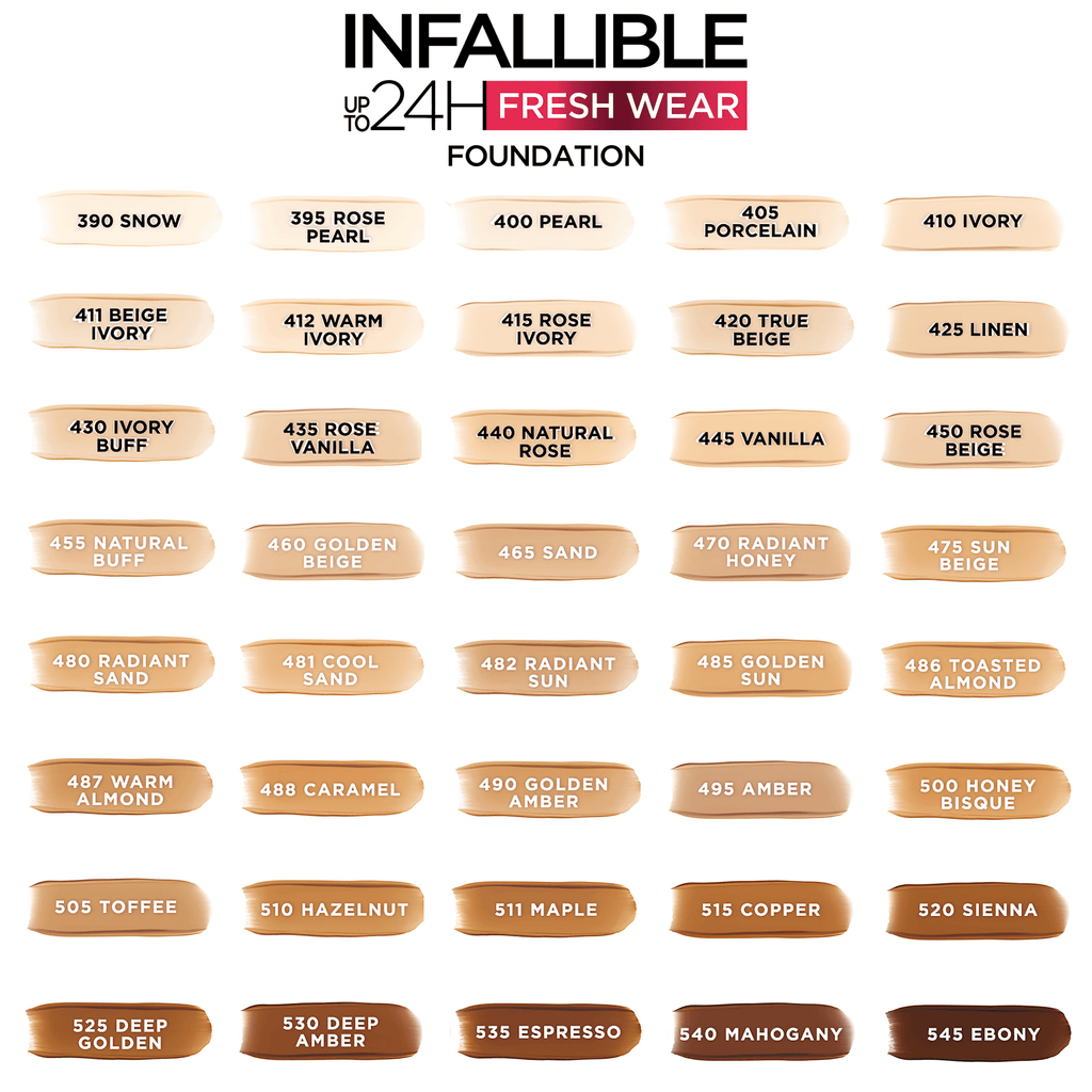 L'Oreal Paris Infallible Up to 32 HR Fresh Wear Liquid Foundation Makeup, 515 Copper, 1 fl oz
