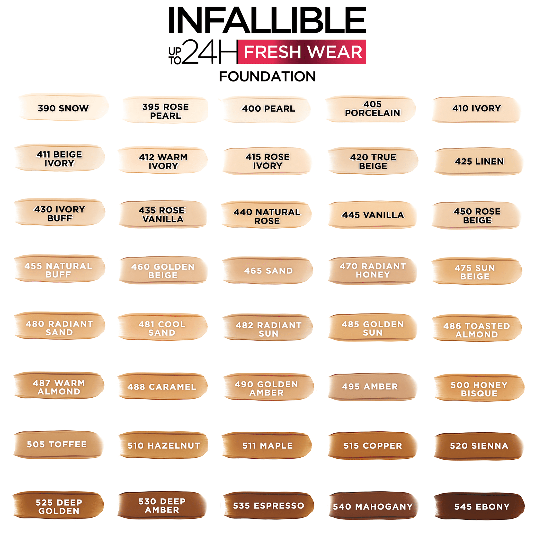 L'Oreal Paris Infallible Fresh Wear 32 Hr Liquid Foundation Makeup, 390 Snow, 1 fl oz