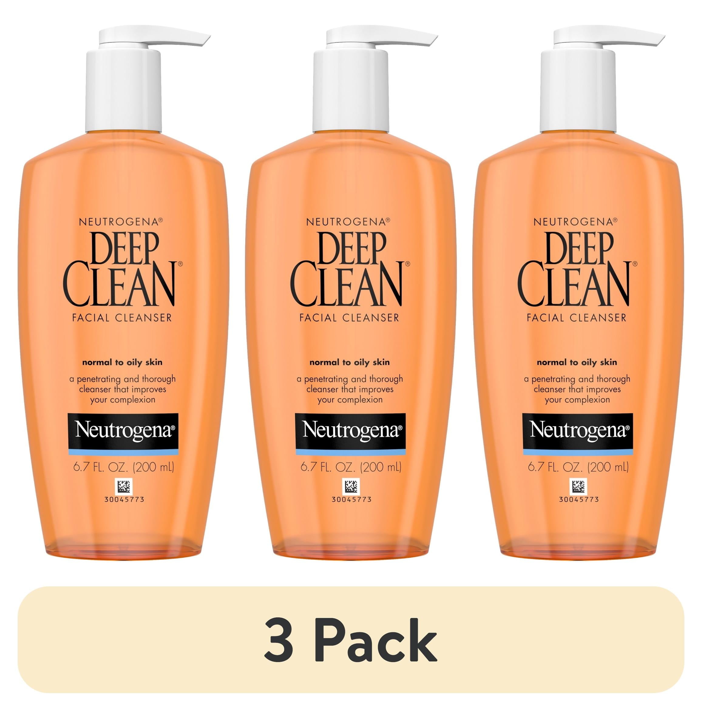 (3 pack) Neutrogena Oil-Free Deep Clean Daily Facial Cleanser, Face Wash, 6.7 fl. oz