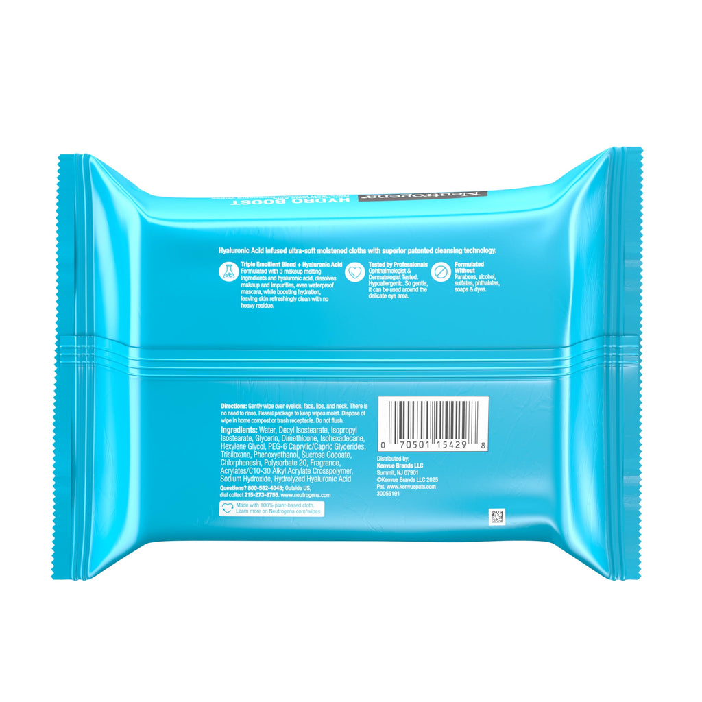 Neutrogena Hydro Boost Makeup Remover Wipes & Face Cleansing Towelettes, 25 Count