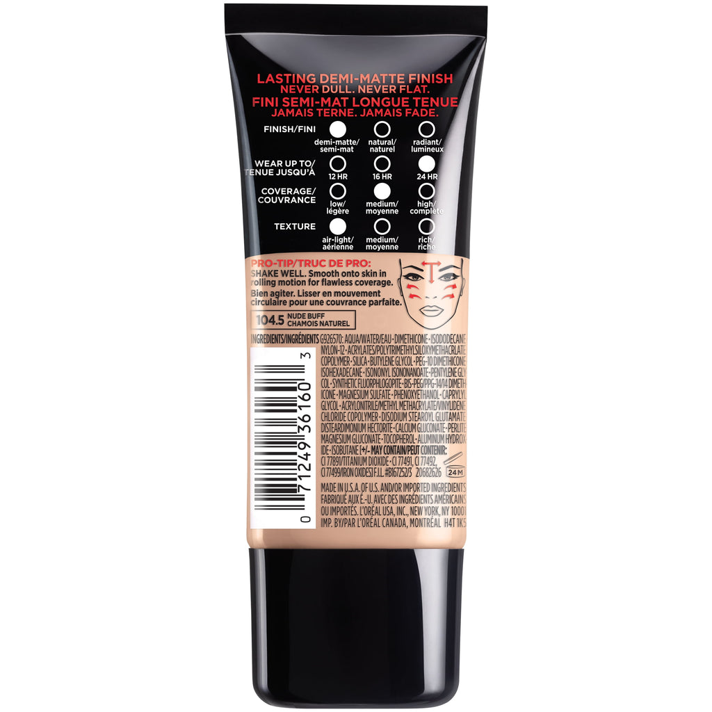 L'Oreal Paris Infallible Pro-Matte Liquid Foundation Makeup, Nude Buff