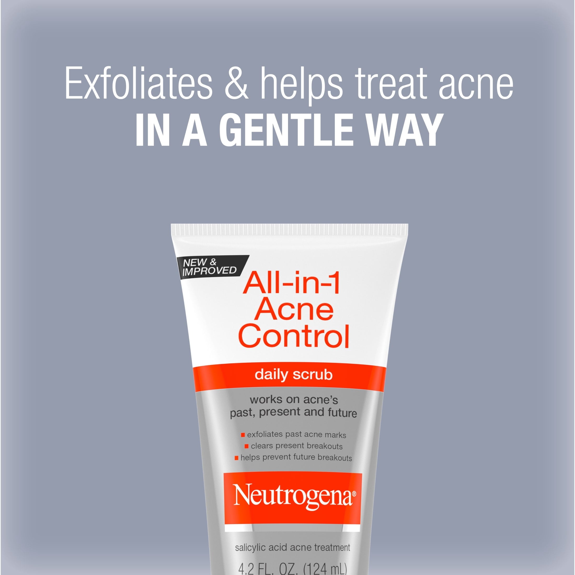 Neutrogena All-in-1 Acne Face Wash & Exfoliating Face Scrub, Salicylic Acid Cleanser, 4.2 fl oz