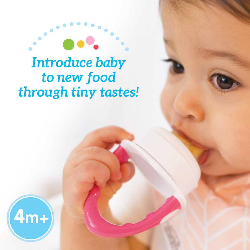 Dr. Brown's Designed to Nourish, Fresh Firsts Silicone Feeder, Solid Food Feeding, Pink/Gray, 2 Pack