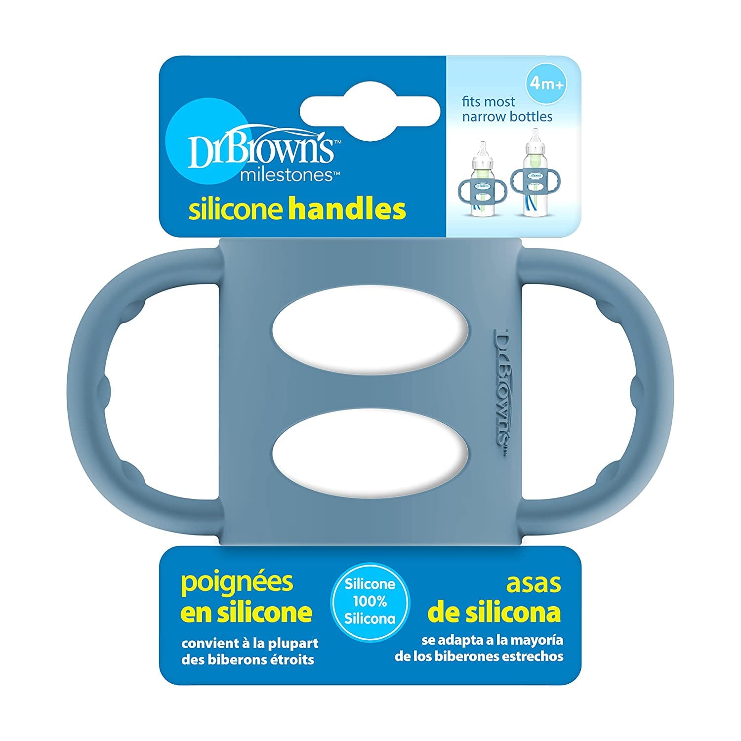 Dr. Brown's Narrow Baby Bottle Handles, 100% Silicone, Blue, 1-Pack