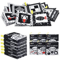 Dr.Rapeti Soft Cloth Books Baby Books Bath Books 6-Pack for Baby Infant Toddler Kids High Contrast Black and White Crinkle Washable Giftable