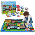 Dr.Rapeti Soft Toy Car Set for Baby Infant Toddler Kid 1 Play Mat 10 Soft Toy Cars 47x30inches Washable Gift