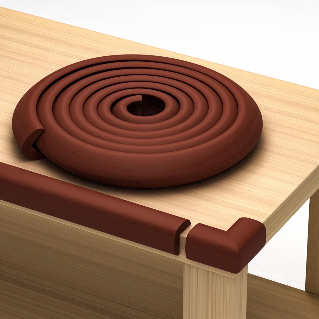 Komfortology Brown Foam Furniture Edge and Corner Guard Set, 20.4 ft