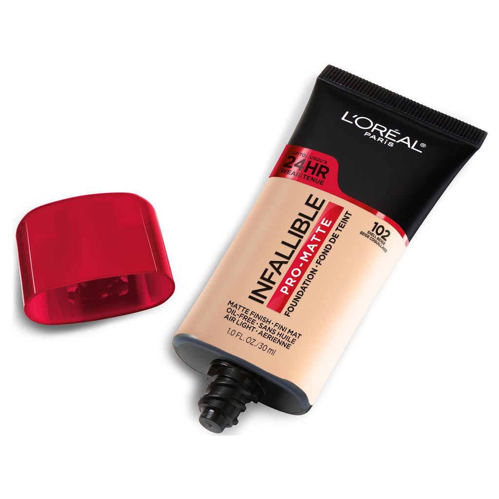 L'Oreal Paris Infallible Pro-Matte Blendable Foundation, Oil Free, 102 Shell Beige, 1 fl oz