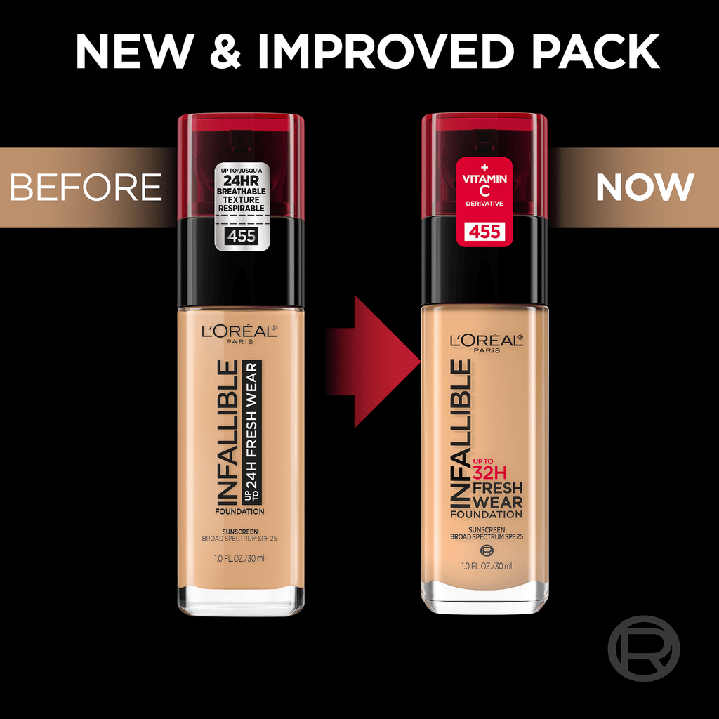 L'Oreal Paris Infallible Fresh Wear 32 Hr Liquid Foundation Makeup, 390 Snow, 1 fl oz