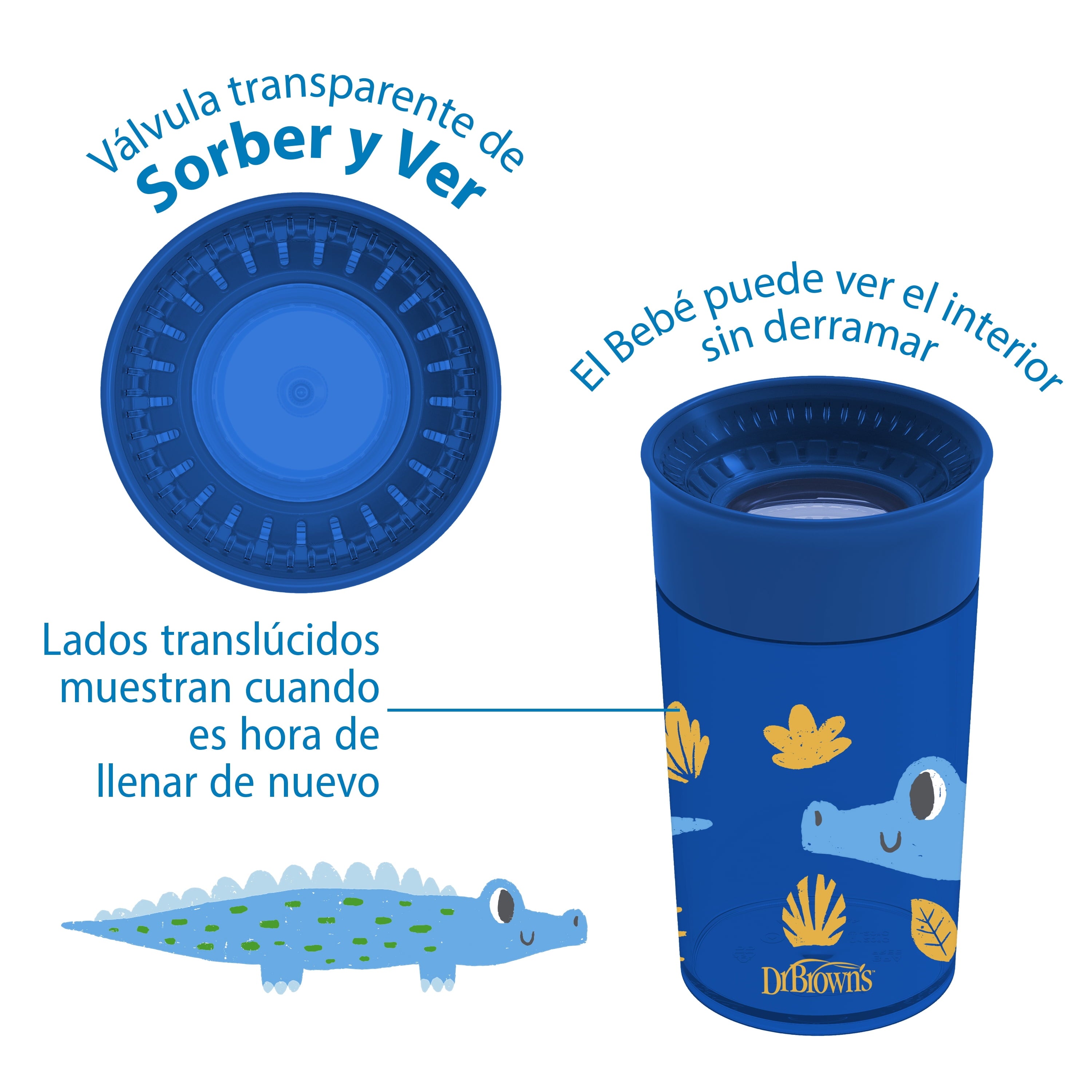 Dr. Brown's Milestones Cheers360 Training Sippy Cups for Babies and Toddlers - Blue Animals - 10oz - 9m+