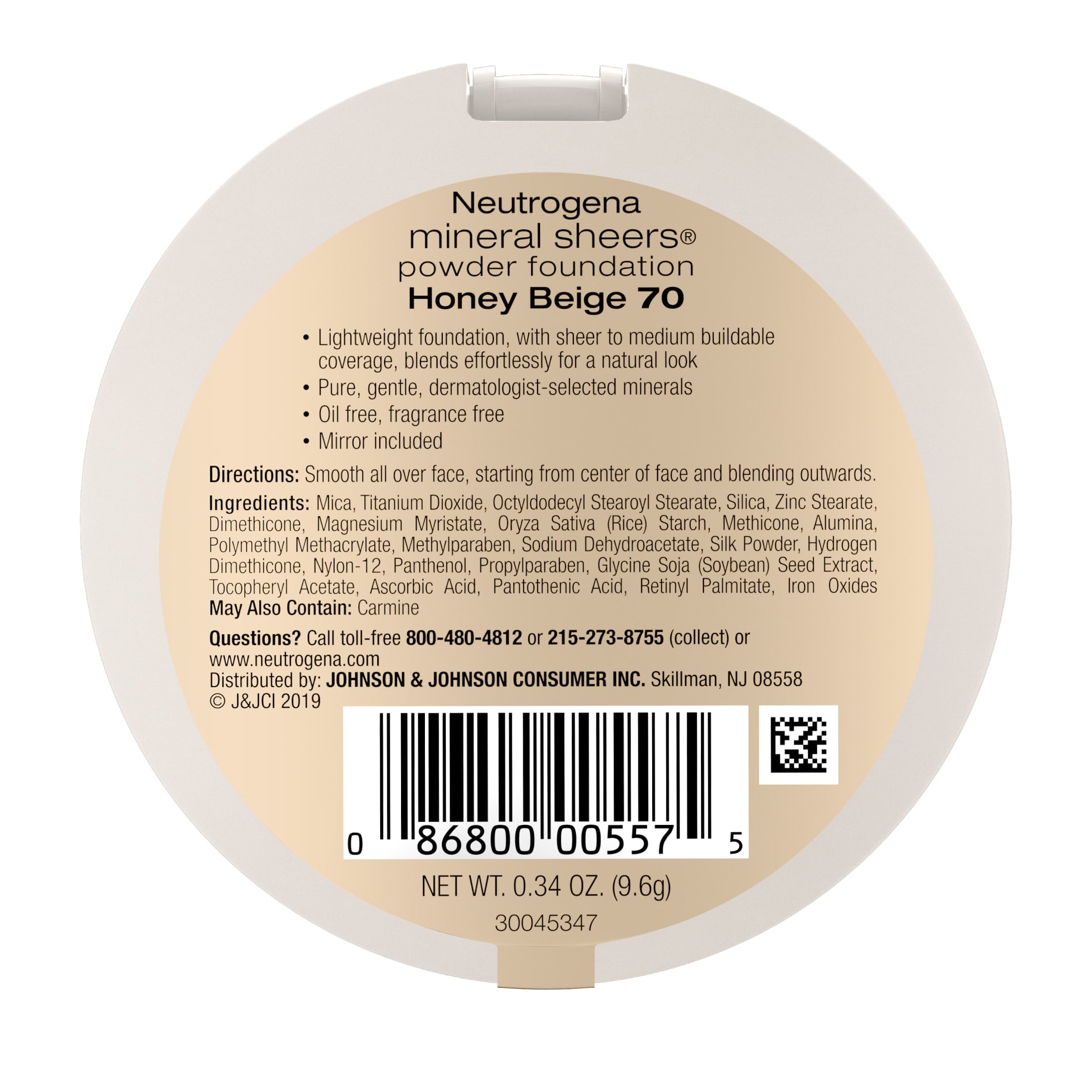 Neutrogena Mineral Sheers Powder Foundation, Honey Beige 70,.34 oz
