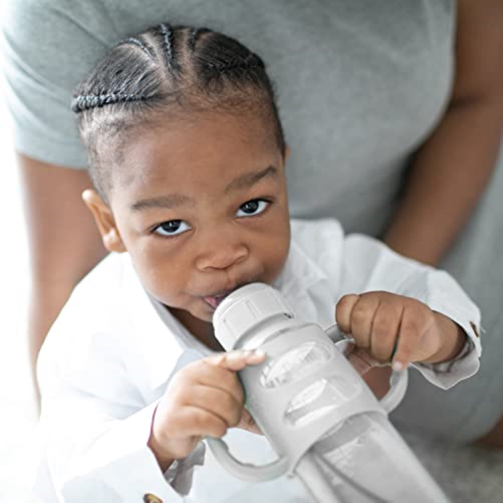 Dr. Brown's Milestones 100% Silicone Narrow Baby Bottle Handle Removable Easy-Grip, Gray 4m+, 1 Pack
