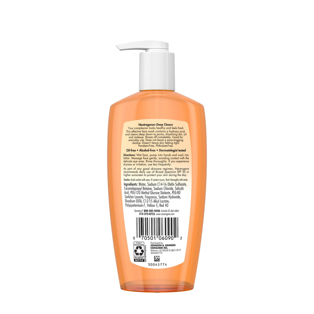 Neutrogena Oil-Free Deep Clean Daily Facial Cleanser, Face Wash, 6.7 fl. oz