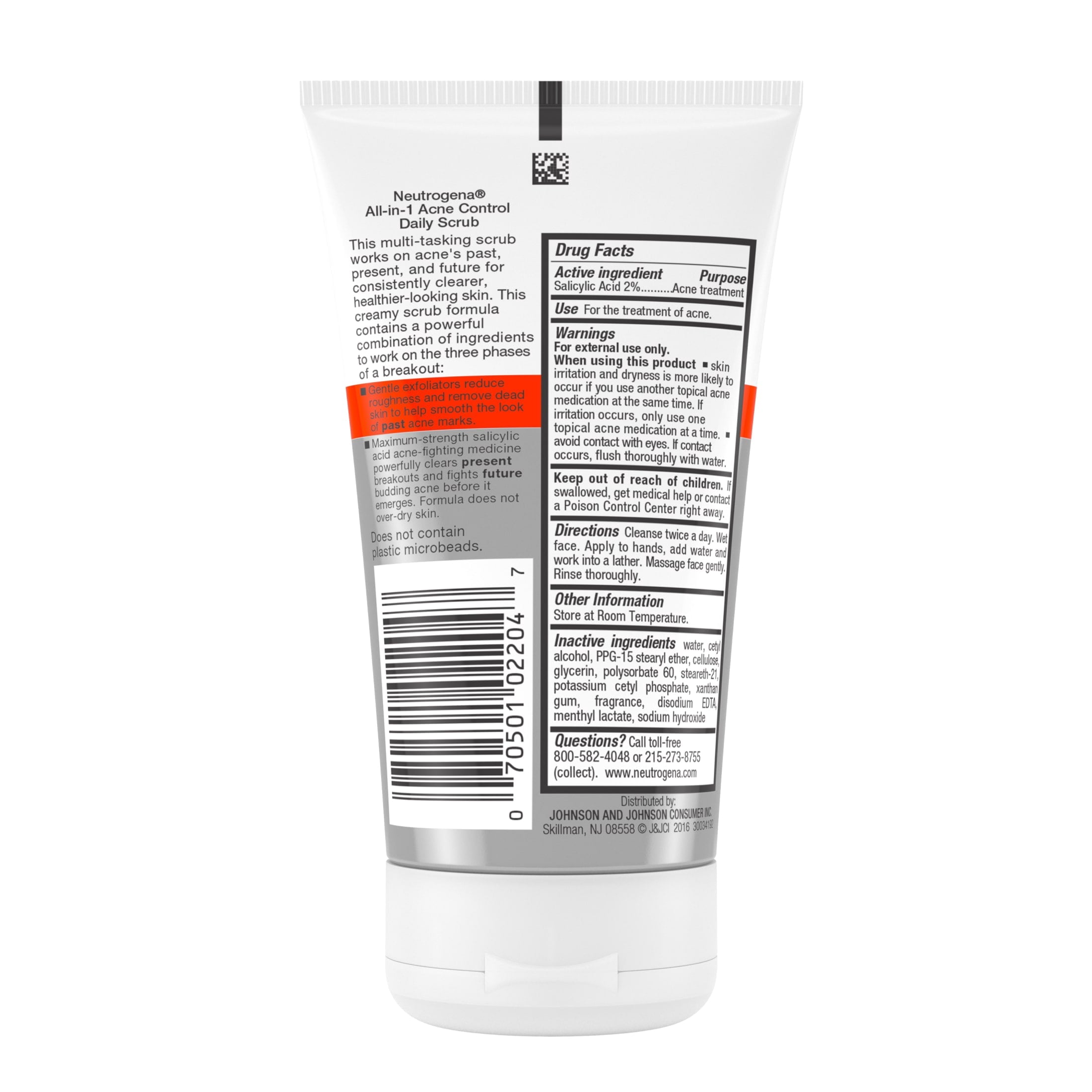Neutrogena All-in-1 Acne Face Wash & Exfoliating Face Scrub, Salicylic Acid Cleanser, 4.2 fl oz