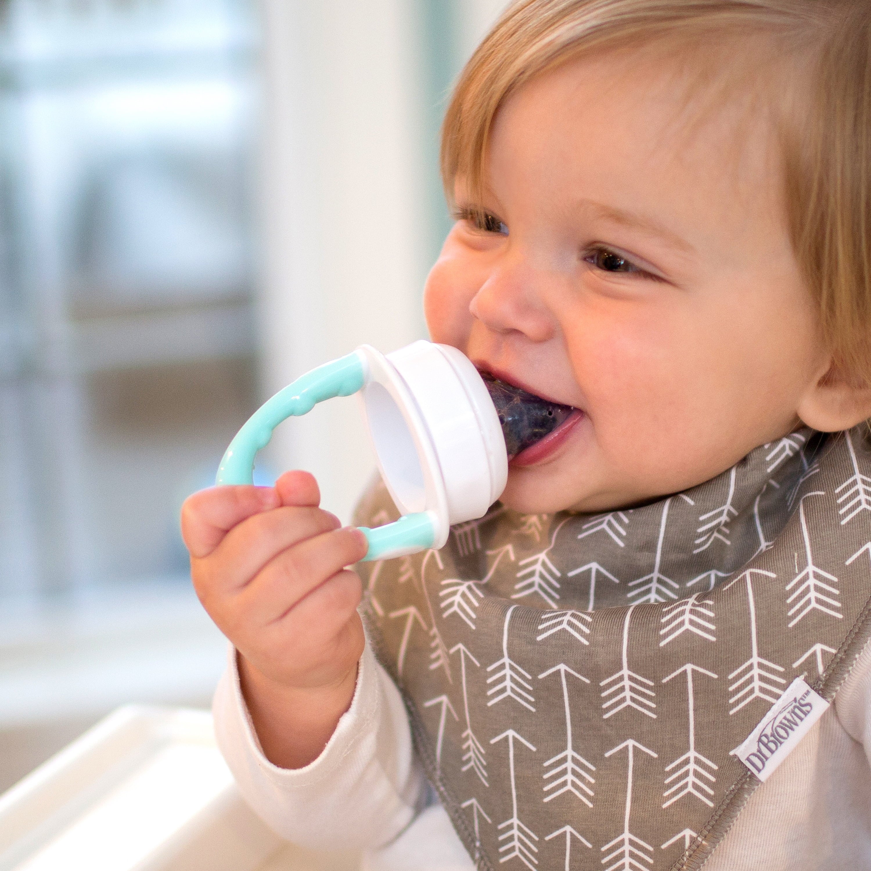 Dr. Brown's Designed to Nourish, Fresh Firsts Silicone Feeder, Solid Food Feeding, Mint/Gray, 2 Pack