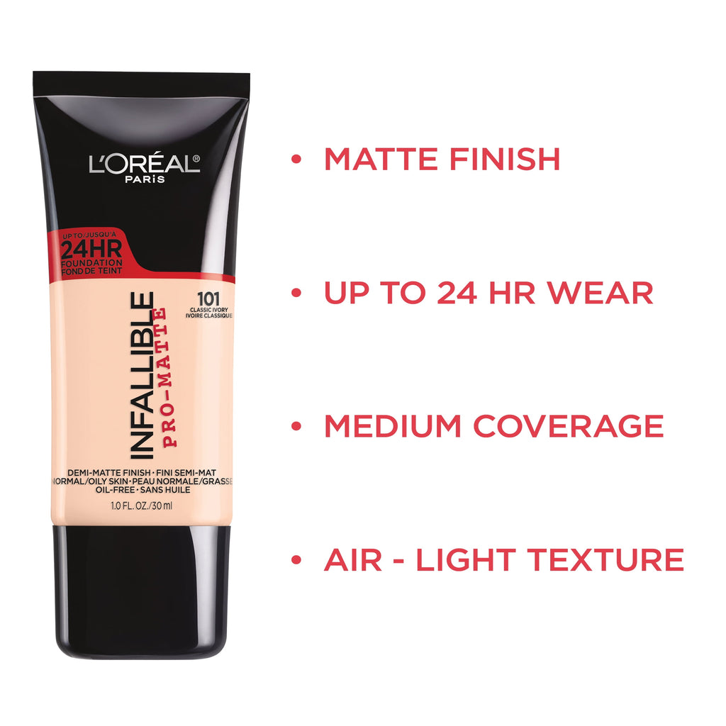 L'Oreal Paris Infallible Pro-Matte Liquid Foundation Makeup, Nude Buff