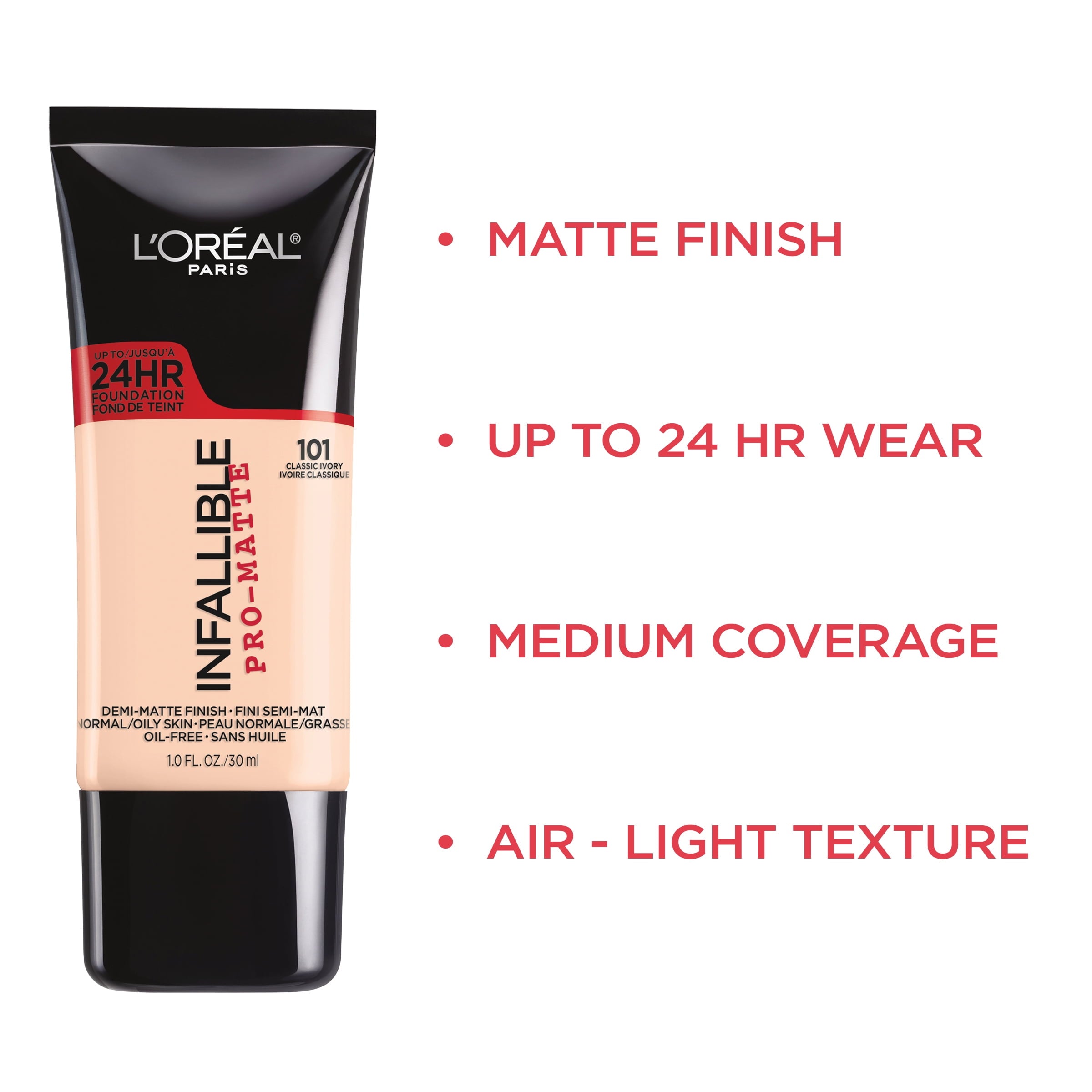 L'Oreal Paris Infallible Pro-Matte Liquid Foundation Makeup, Nude Buff