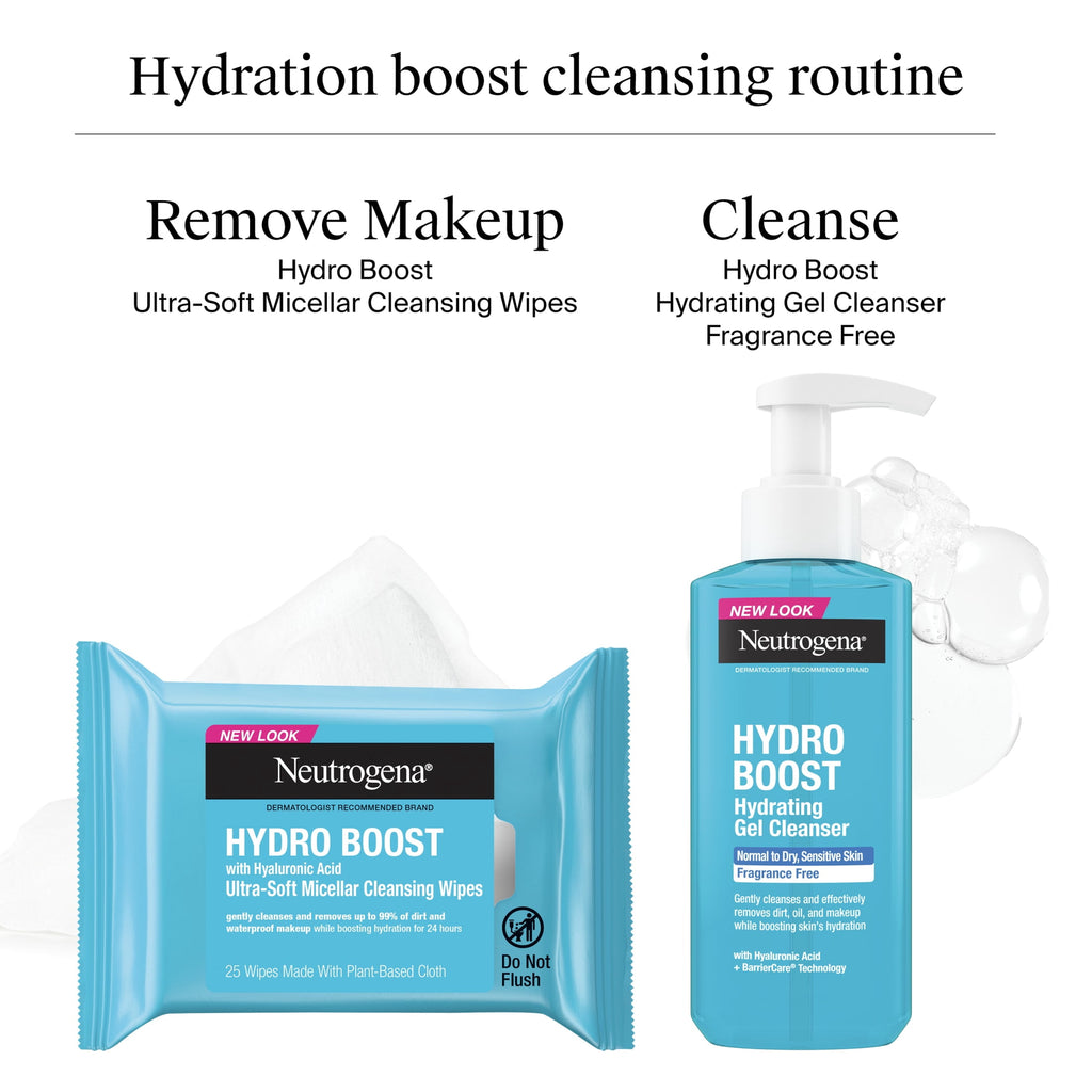 (3 pack) Neutrogena Hydro Boost Makeup Remover Wipes & Face Cleansing Towelettes, 25 Count